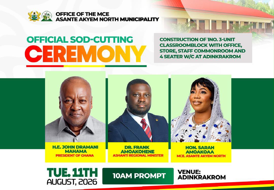 SOD-CUTTING CEREMONY FOR THE CONSTRUCTION OF A 3-UNIT CLASSROOM BLOCK AT ADINKRAKROM